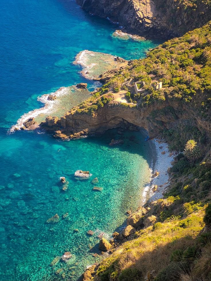 Aerial view of a turquoise cove on the Annaba coast