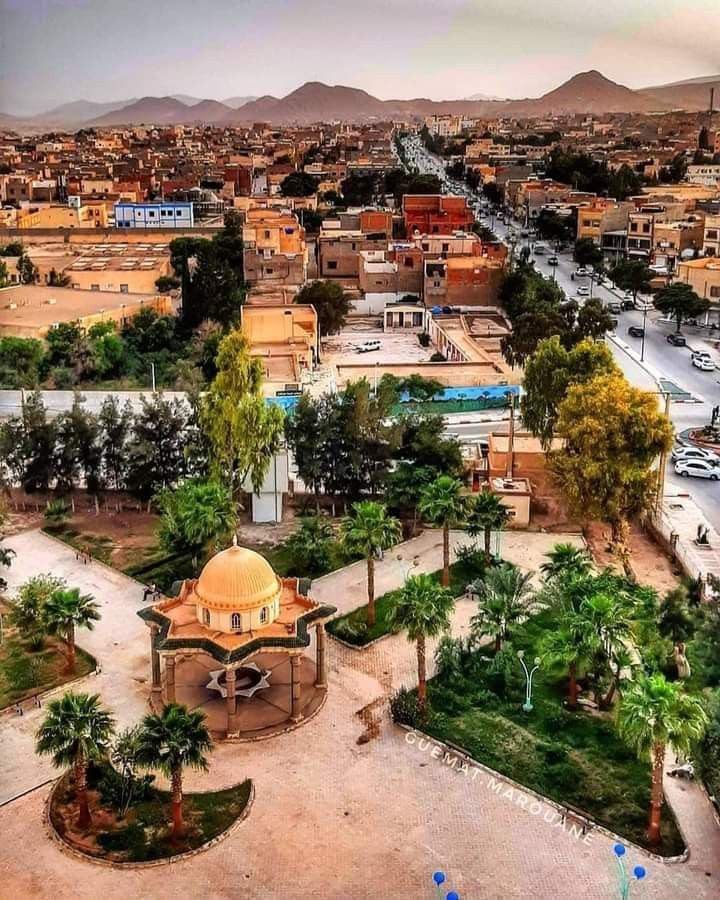 The town of Bou Saada with a park and pavilion, Algeria