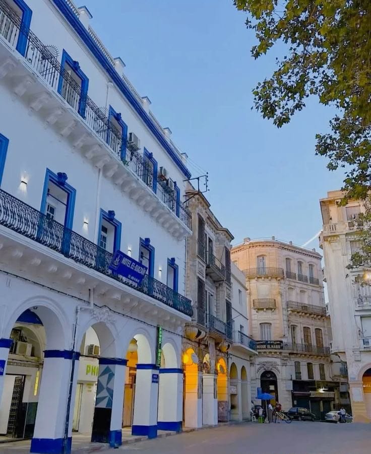 White-and-blue houses of the old quarter of Mostaganem