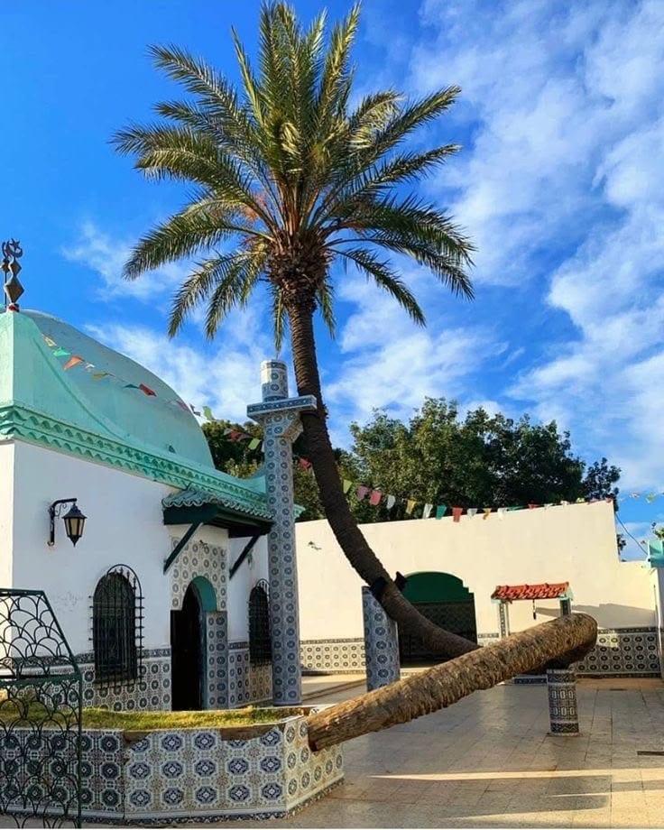Green-domed marabout with zellige tilework, Mostaganem