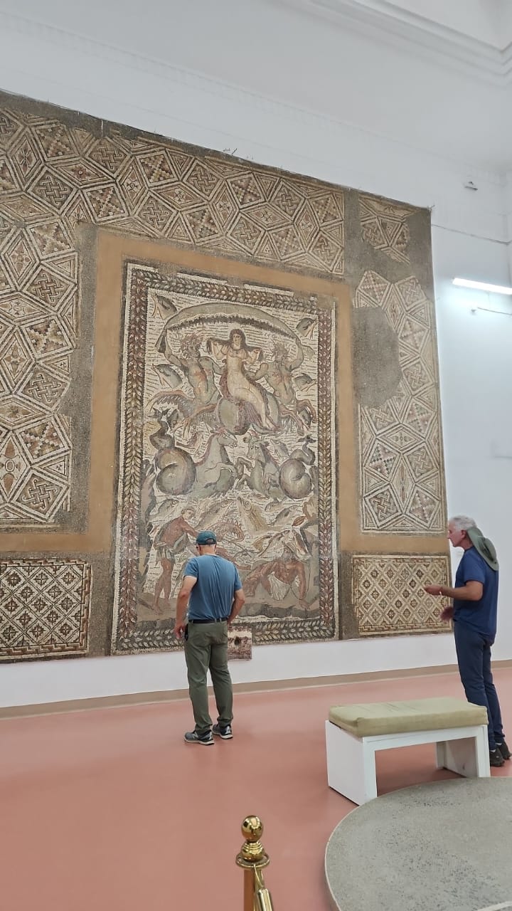 A large Roman mosaic of Venus among sea creatures in the Cirta National Museum, Constantine