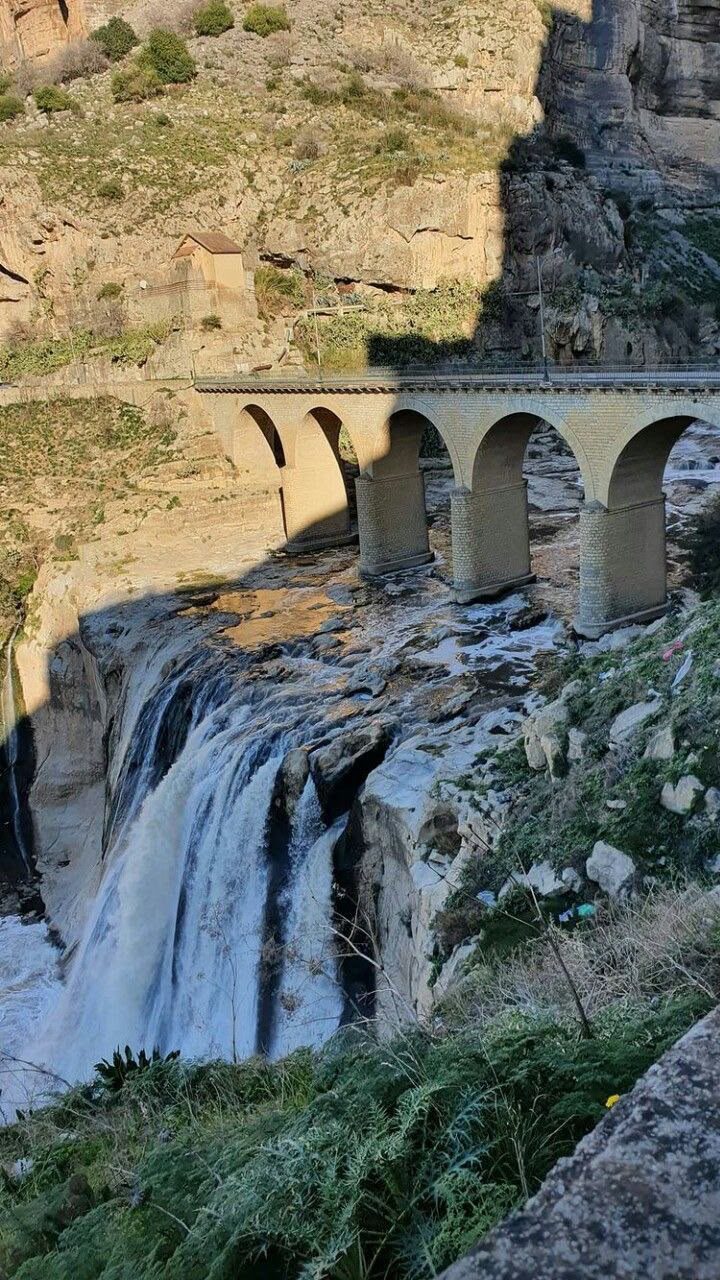 Bridge and waterfall in the Rhumel gorge, Constantine