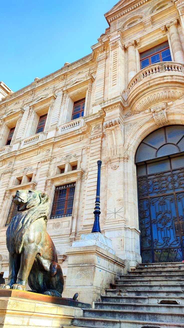 Hispano-Moorish Hotel de Ville with lion statues, Oran
