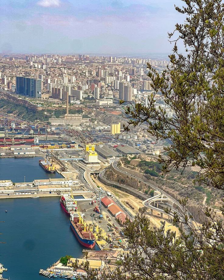 Aerial view of the port and city of Oran