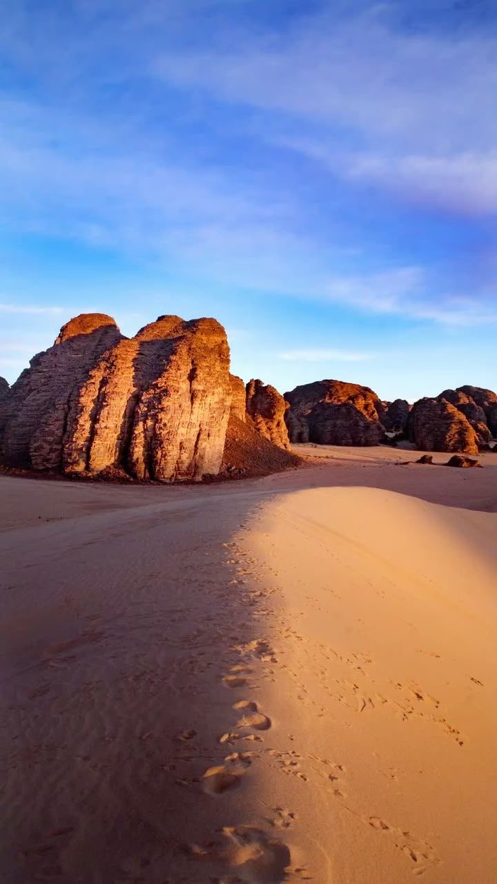 Sand dune and sandstone formations in the Tassili near Djanet